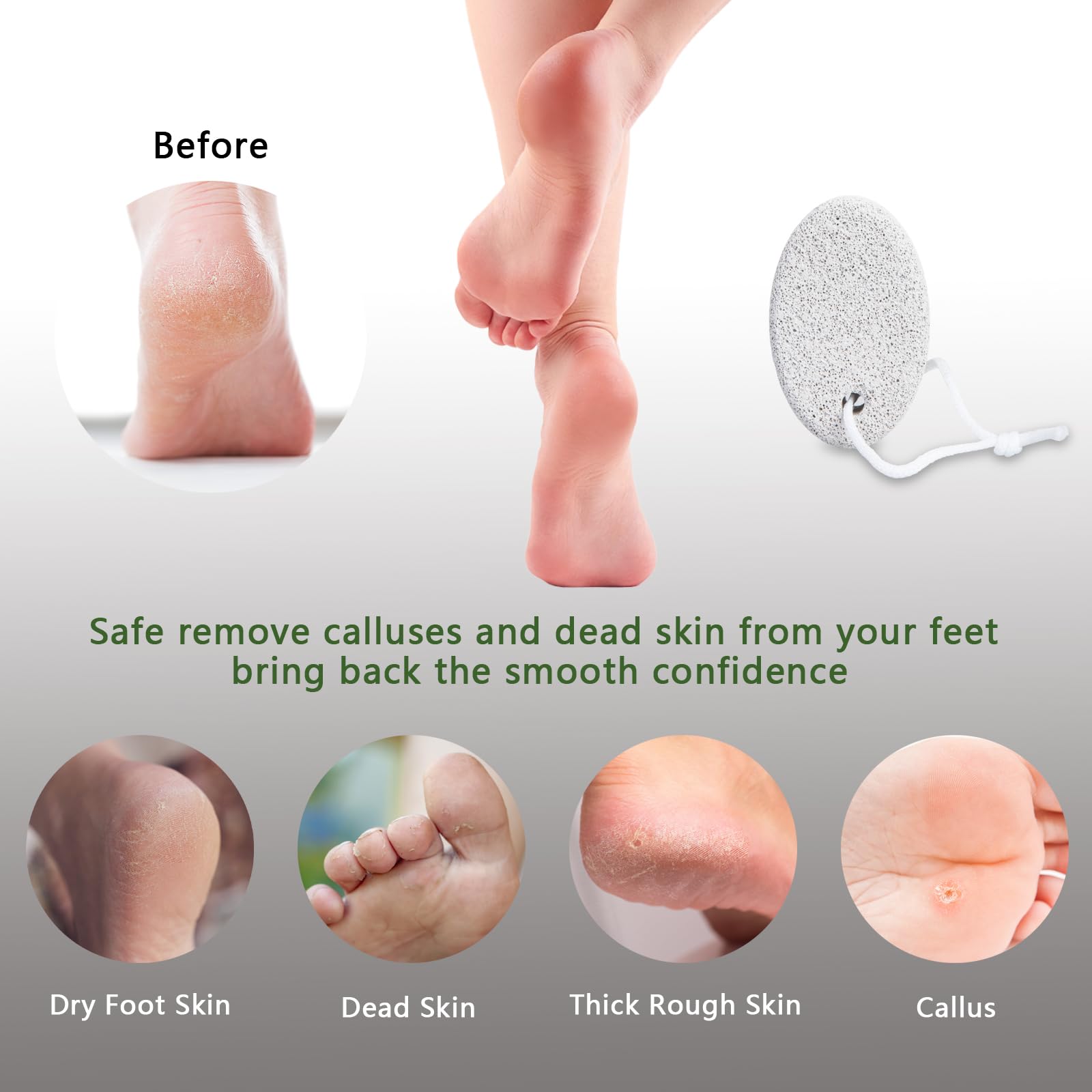 Person using Borogo lava stone on heel to remove dead skin