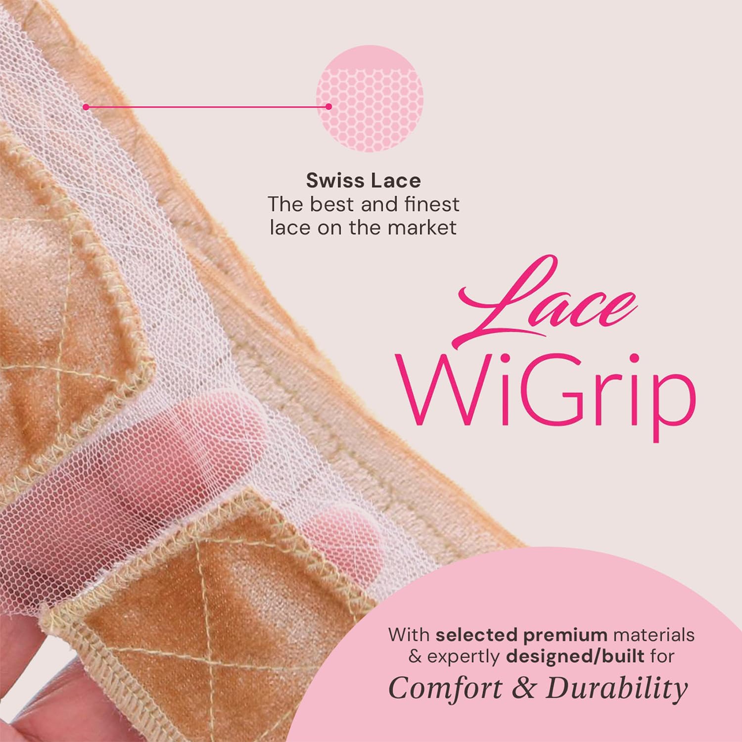 Milano Collection Wigrip adjustable velvet lace band texture