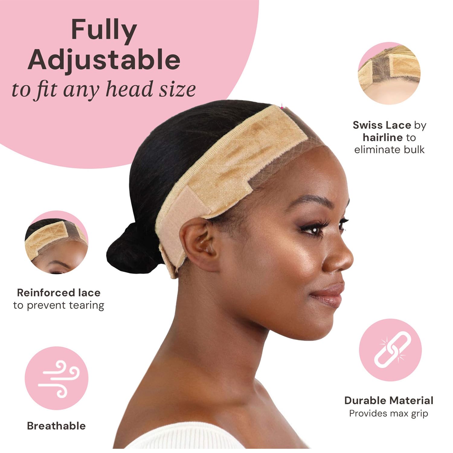 Milano Collection lace wig grip band side view