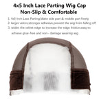 Close up of 4x5 transparent lace on koskusder wig cap