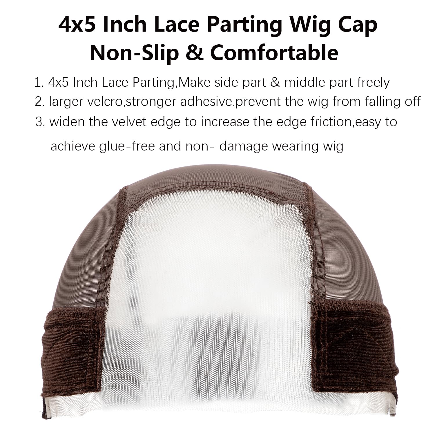 Close up of 4x5 transparent lace on koskusder wig cap
