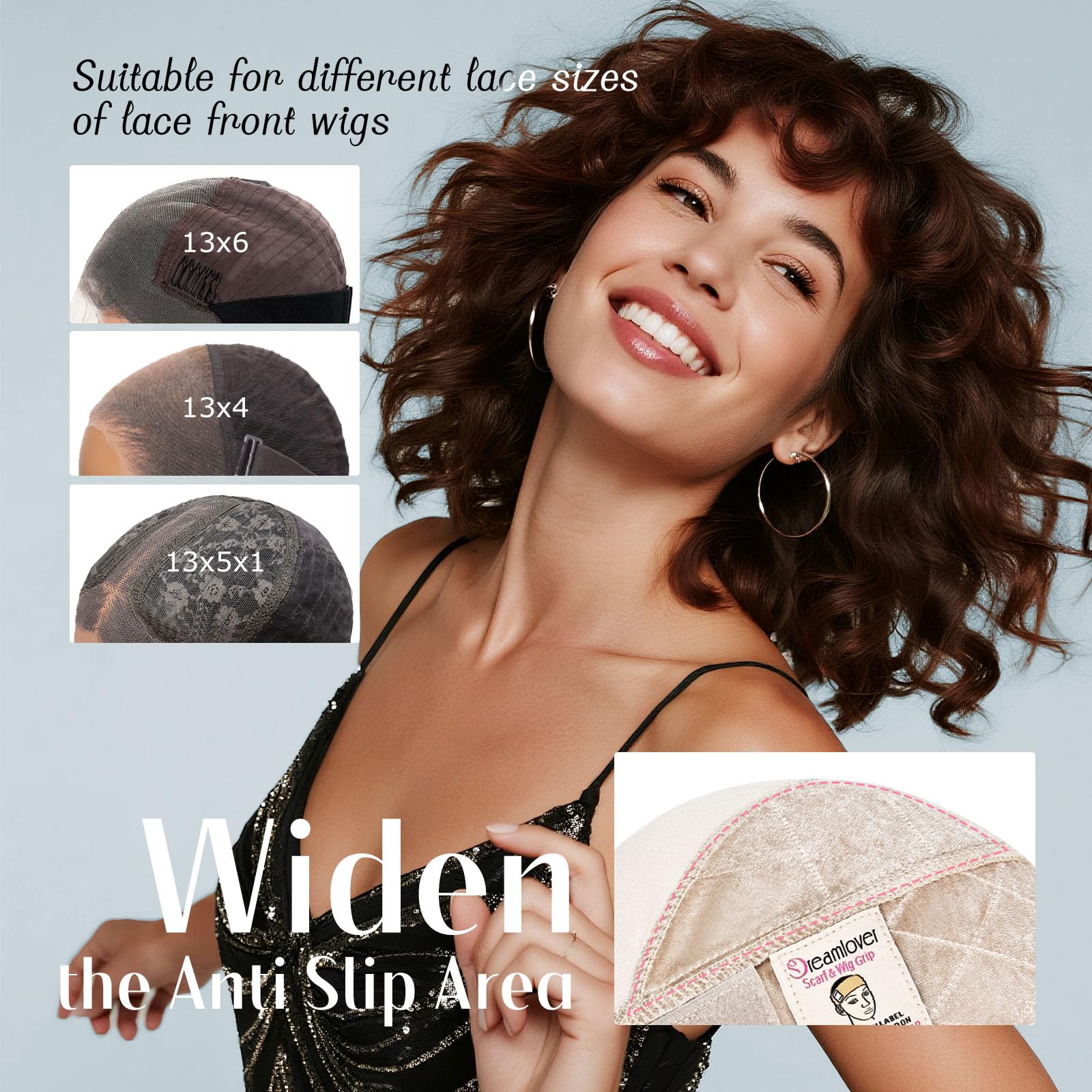 Dreamlover 2 in 1 non slip wig caps displaying the breathable mesh fabric foundation.