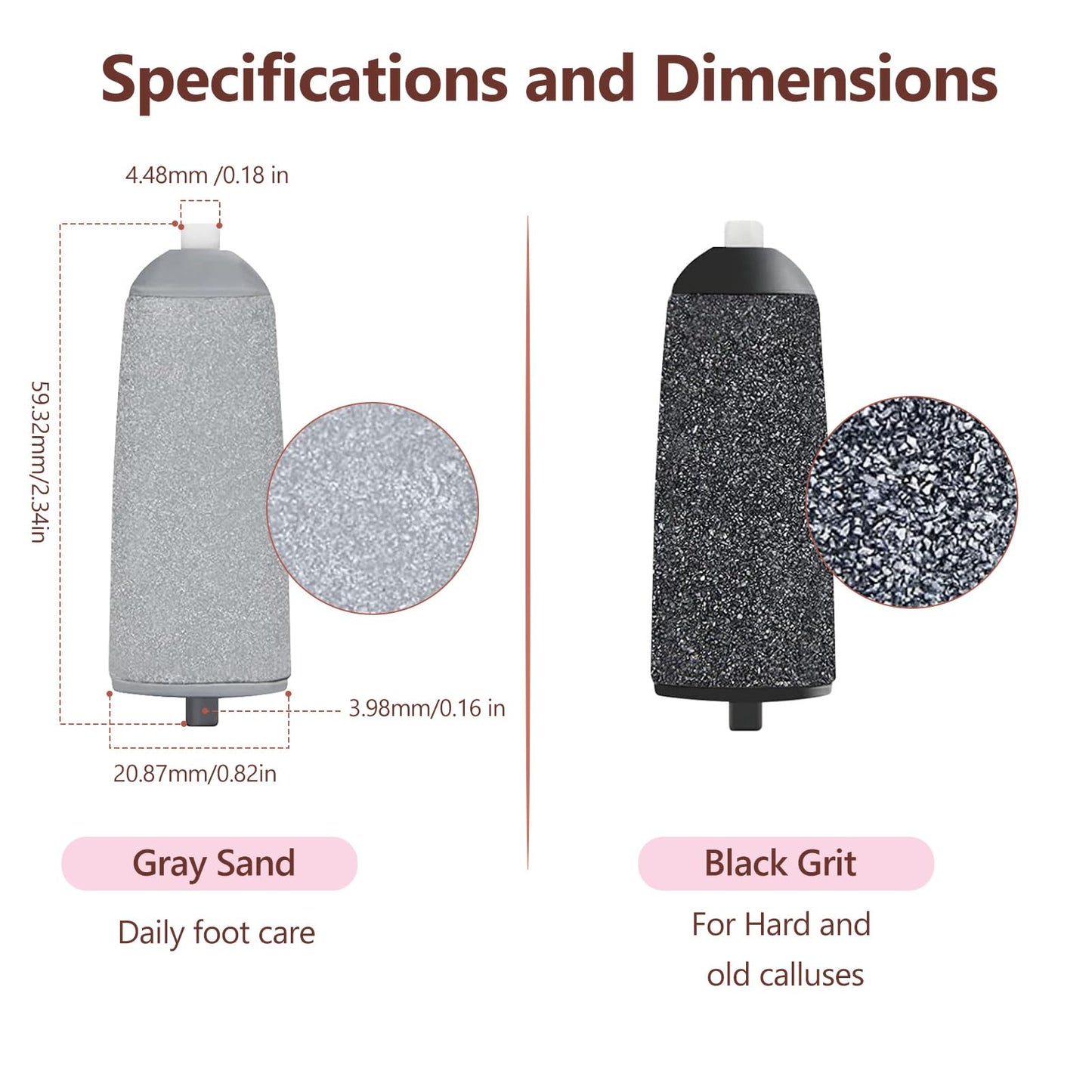 Black coarse and gray fine pedicure replacement heads