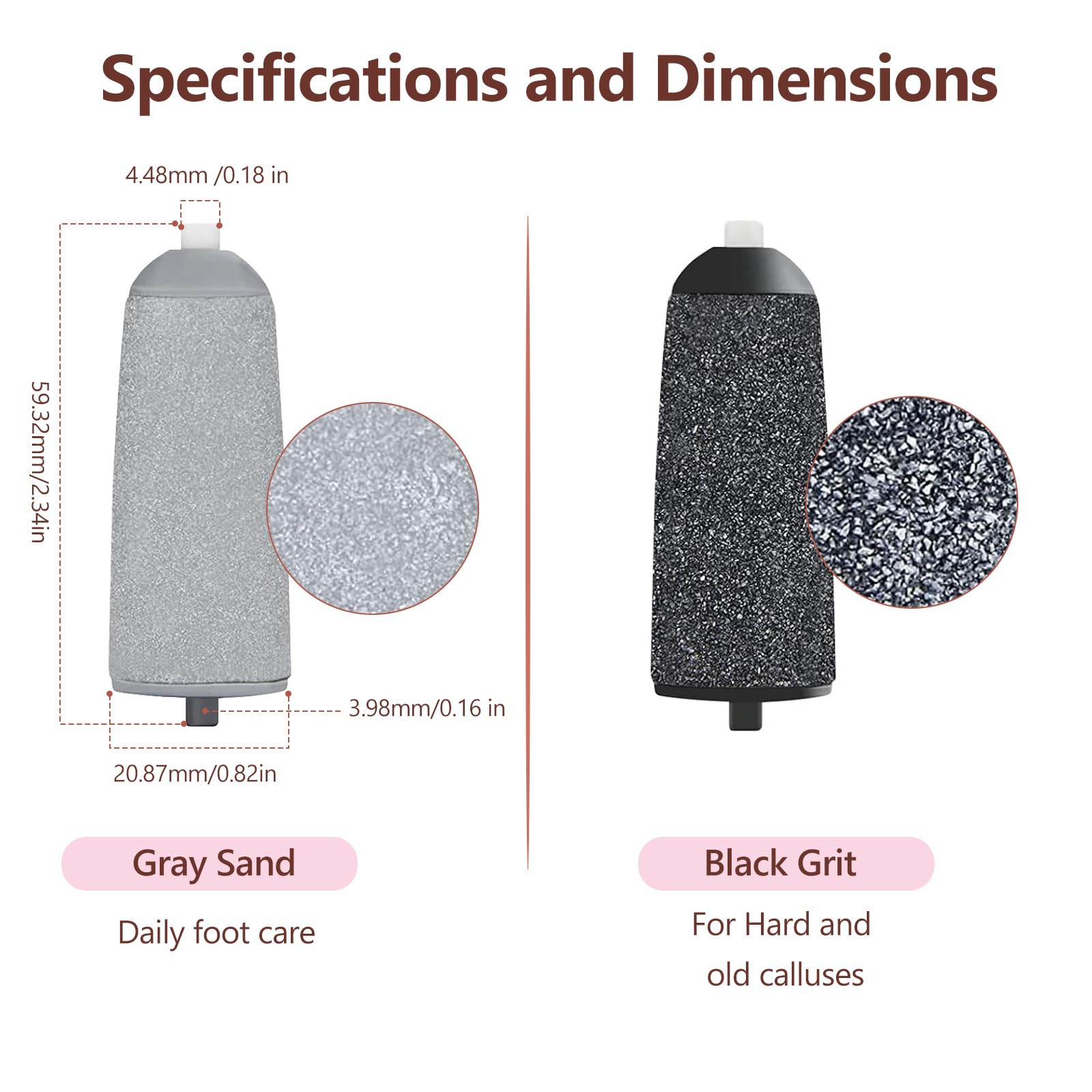 Black coarse and gray fine pedicure replacement heads