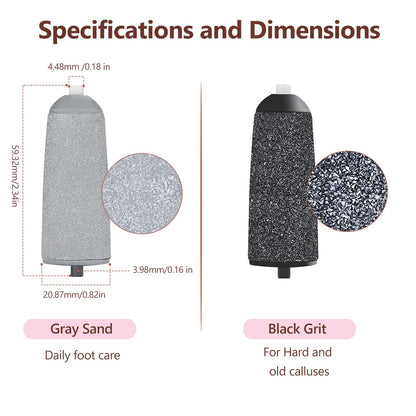 Black coarse and gray fine pedicure replacement heads