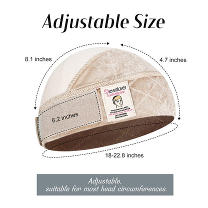 Dreamlover non slip velvet wig grip cap side angle demonstrating the low profile seamless fit.