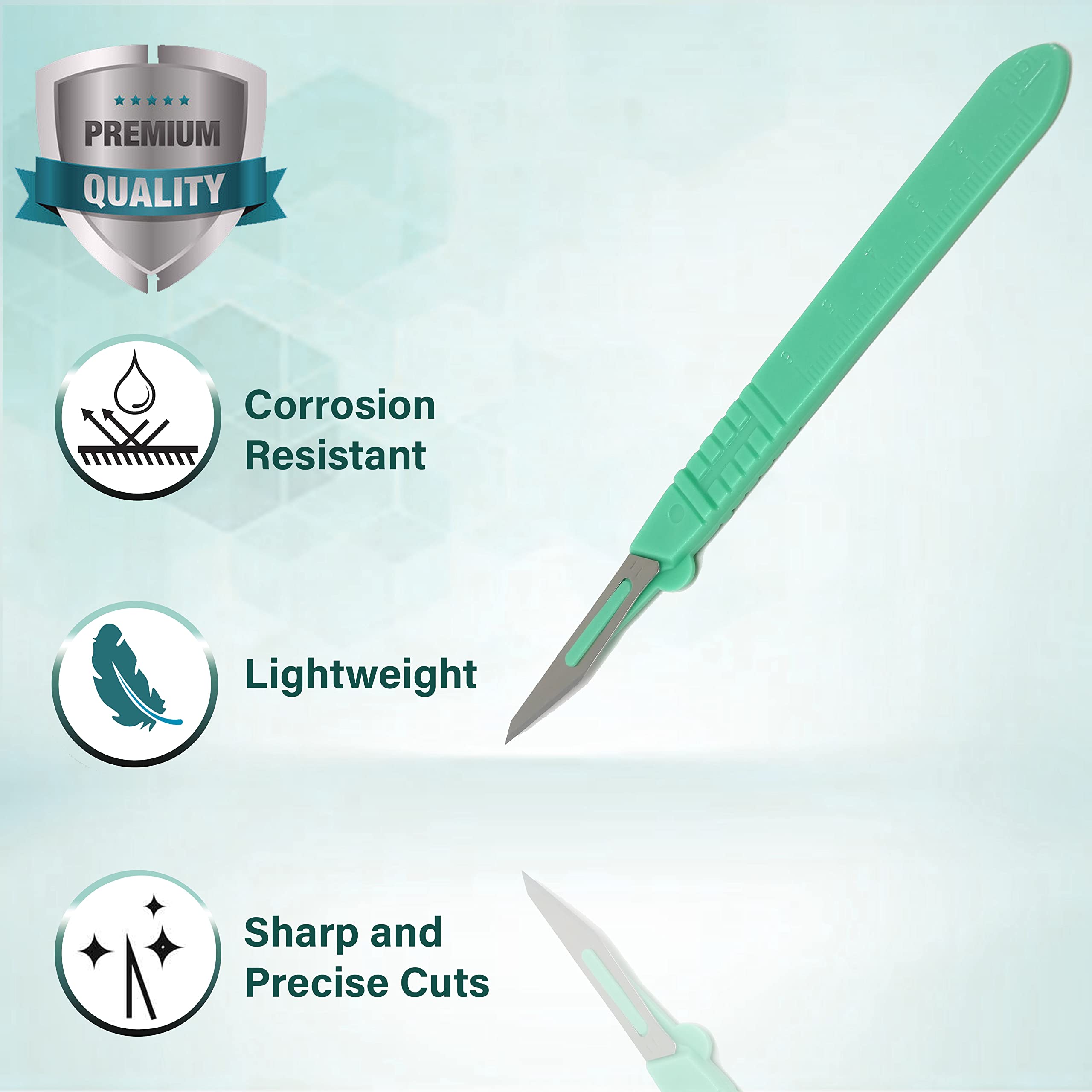 A2Z Scilab scalpel showing ergonomic green plastic handle