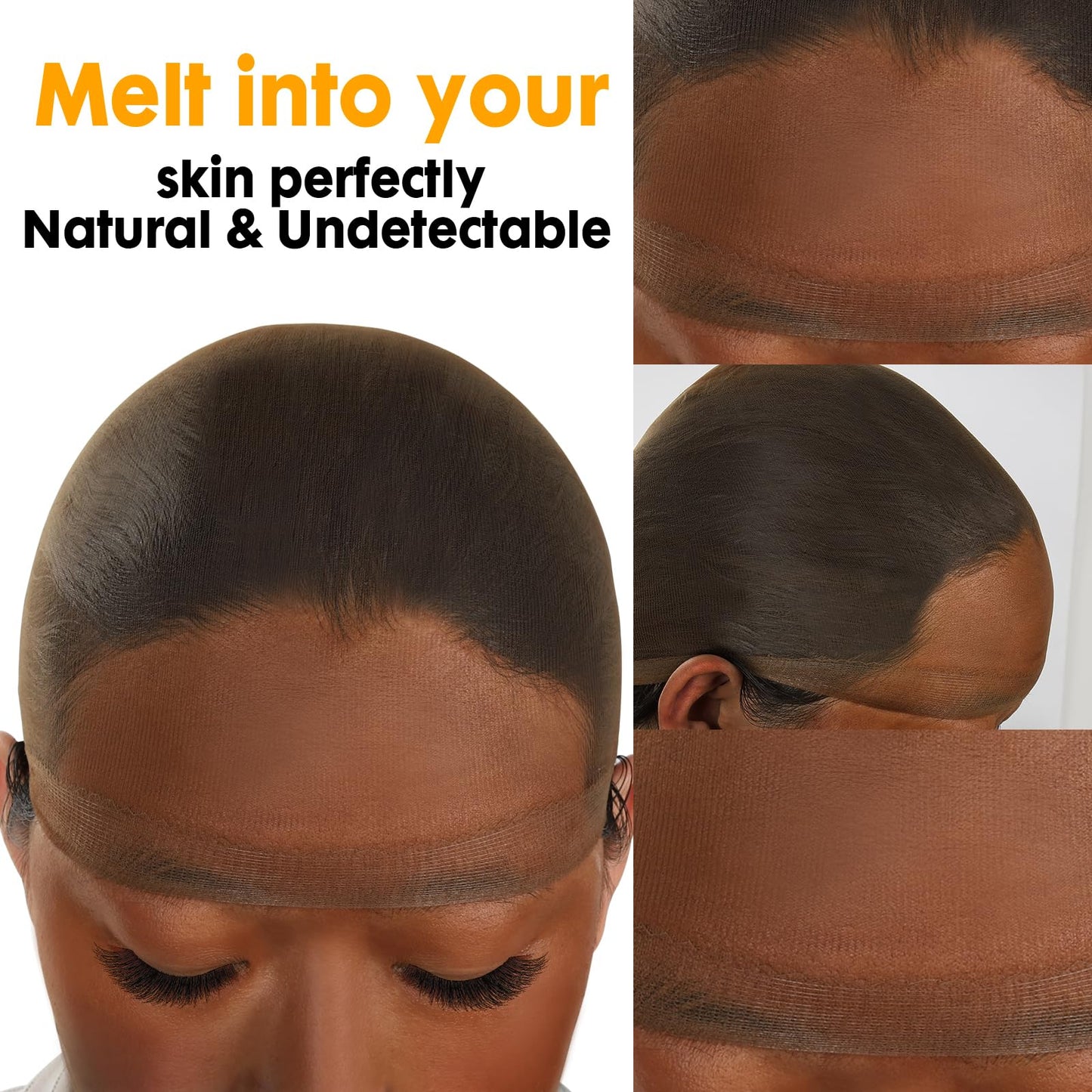 Close up of ultra-thin skinlike wig cap texture