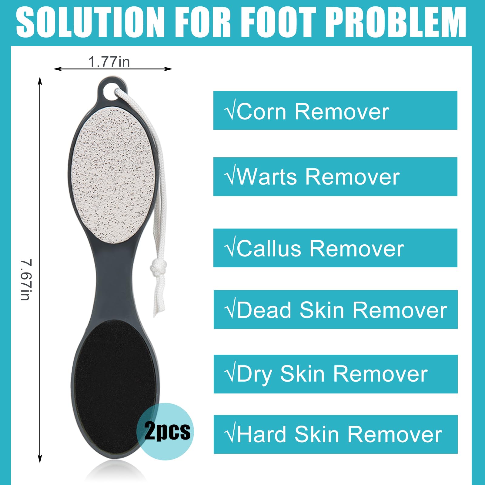 Yclin pedicure tool showing the pumice stone and brush surfaces