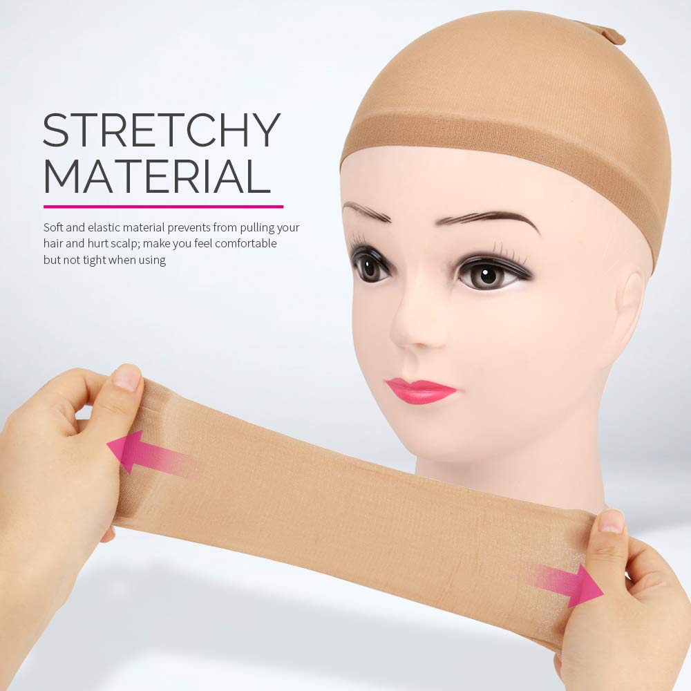 Model wearing Fandamei light brown wig cap
