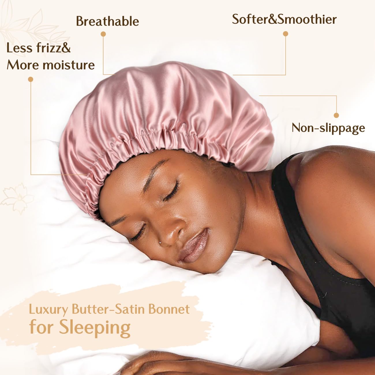 Yanibest double layer hair bonnet showing soft satin texture