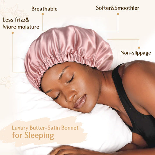 Yanibest double layer hair bonnet showing soft satin texture