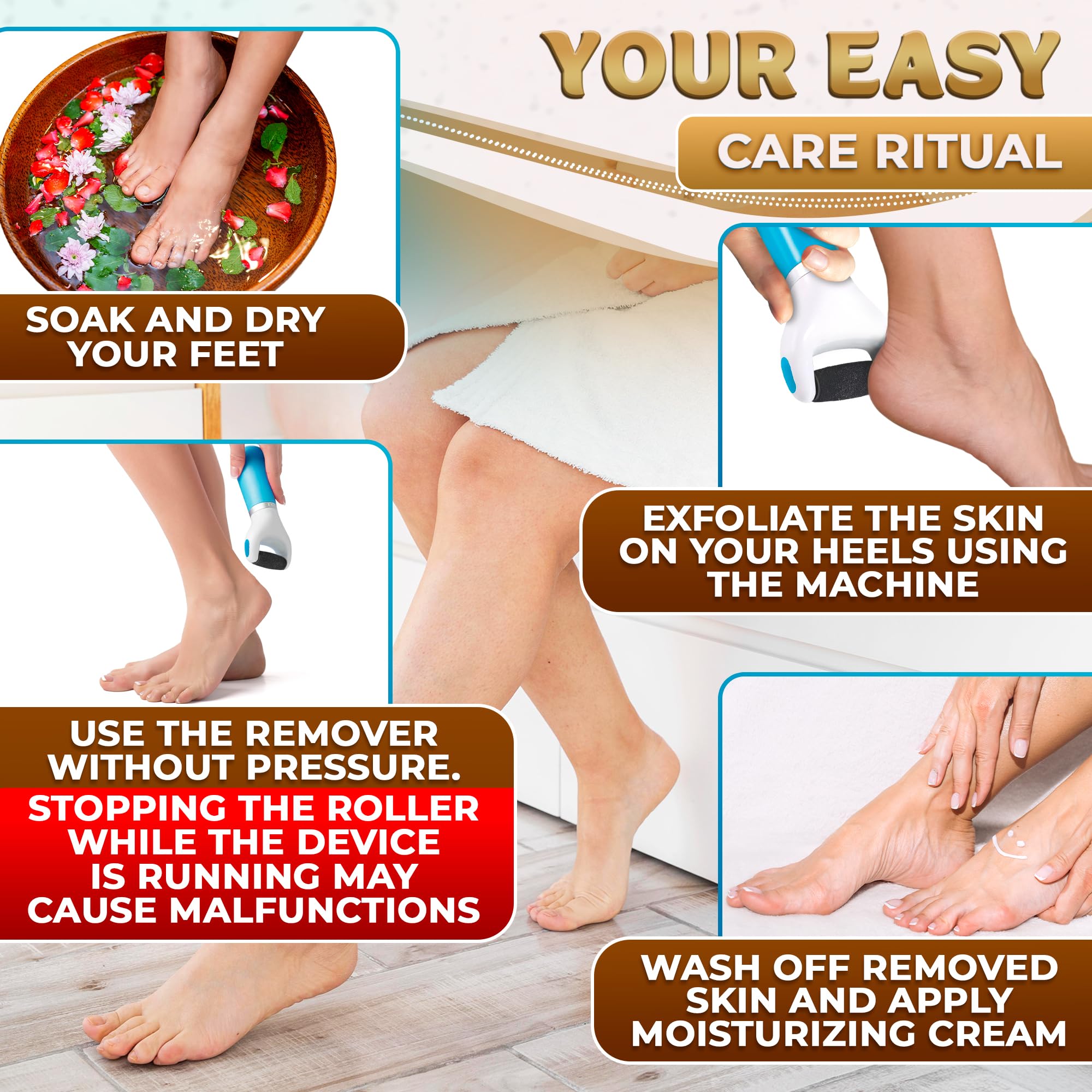 Trace mineral granules sanding head texture on the electronic foot file.