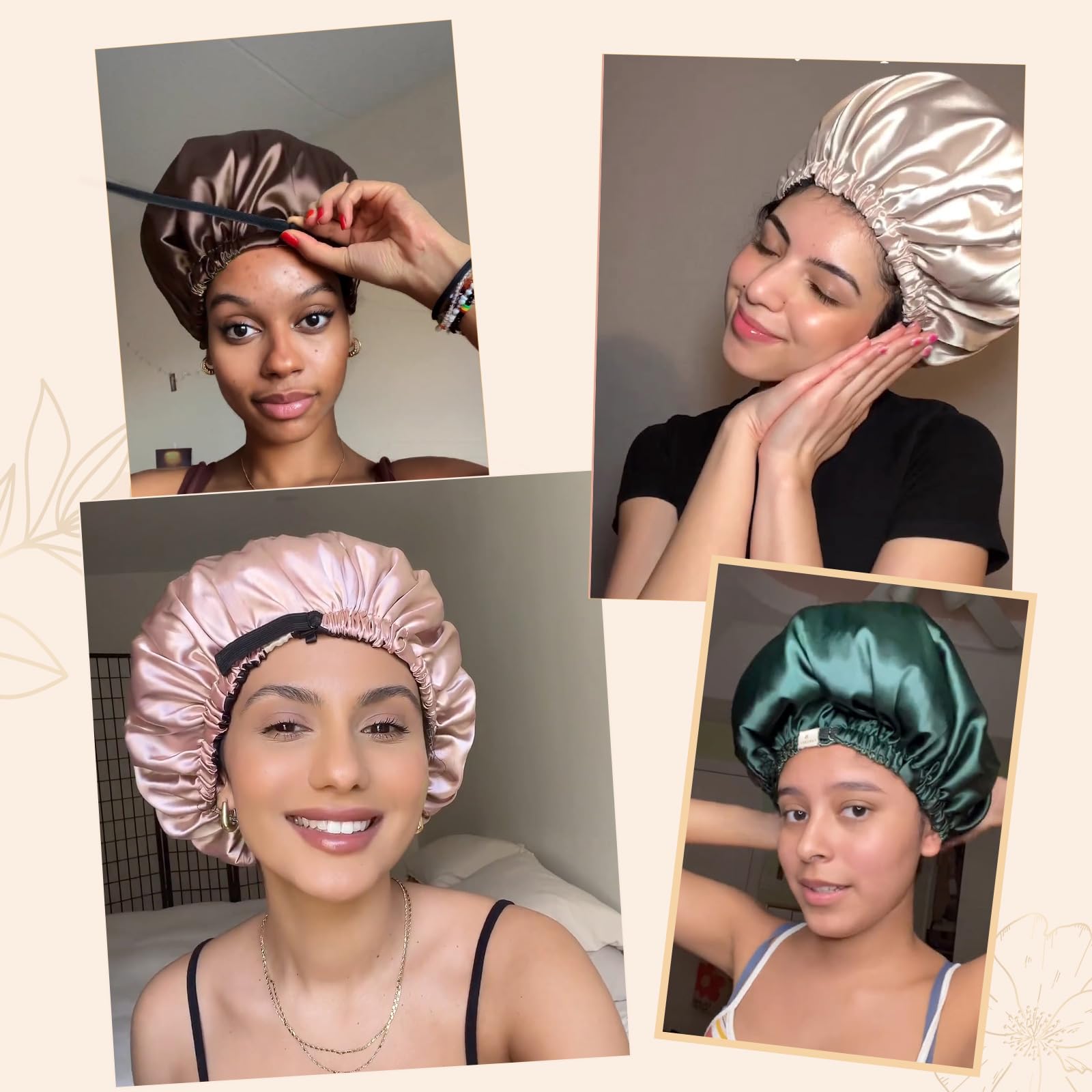 Yanibest satin bonnet side profile for curly hair care