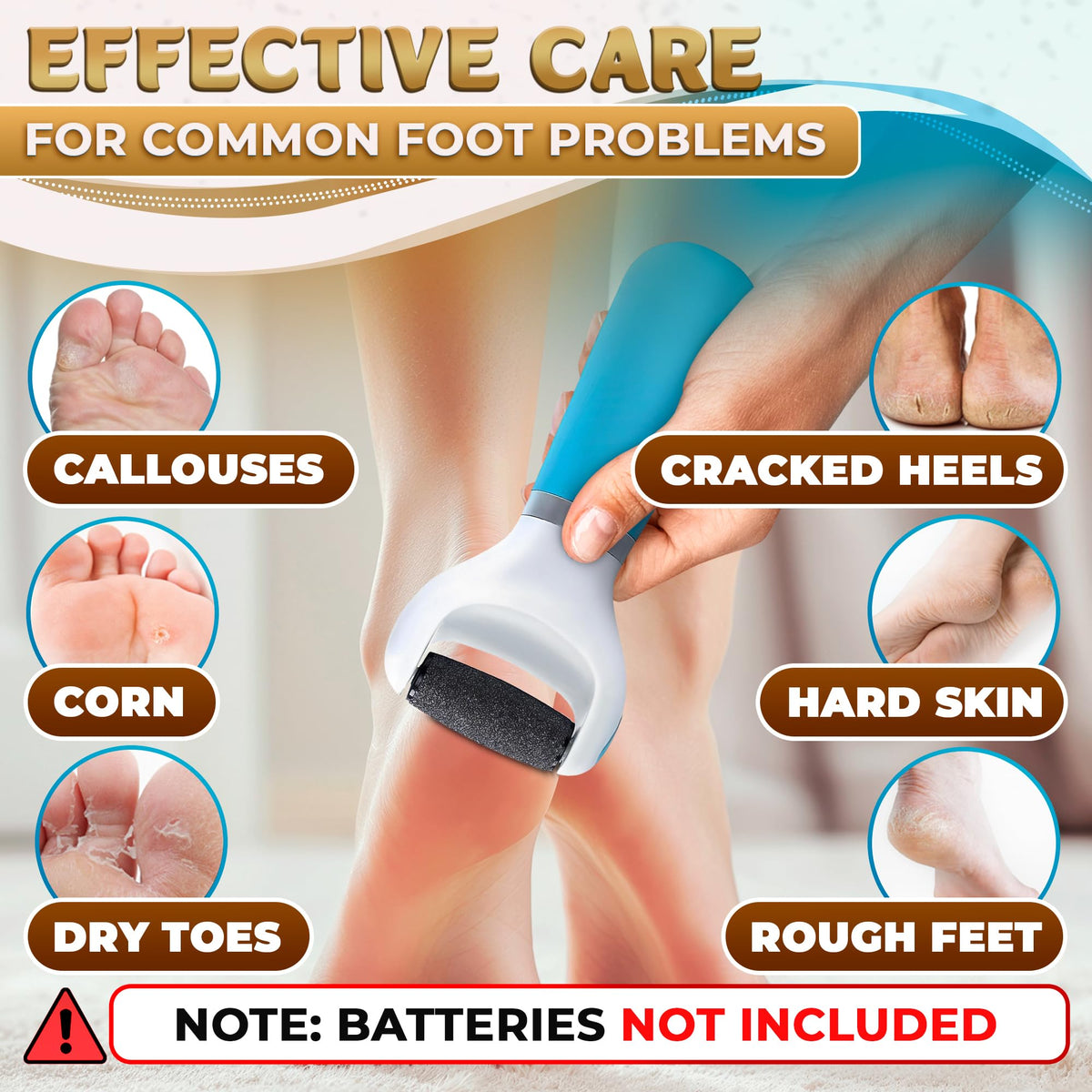 Battery compartment location on the portable on the go pedicure tool for feet.