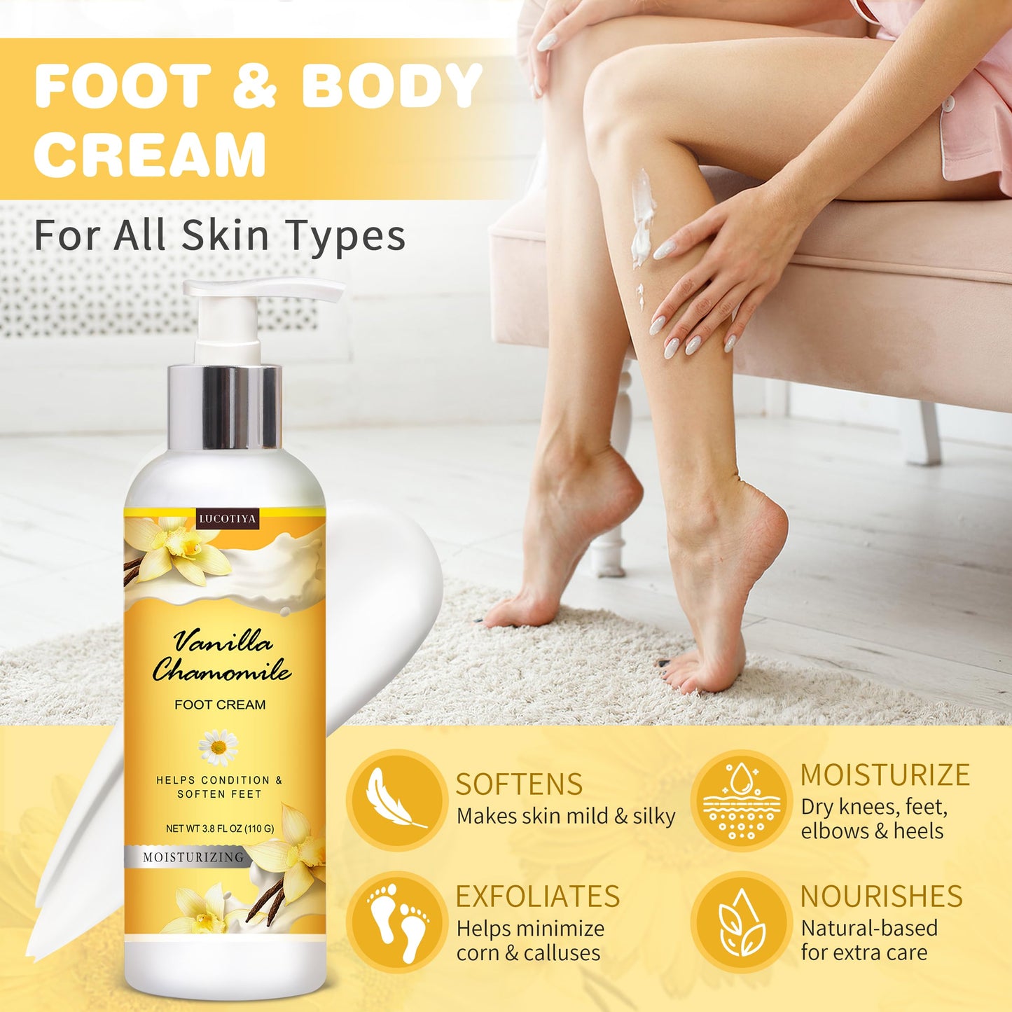 Deep hydrating urea cream for dry cracked feet