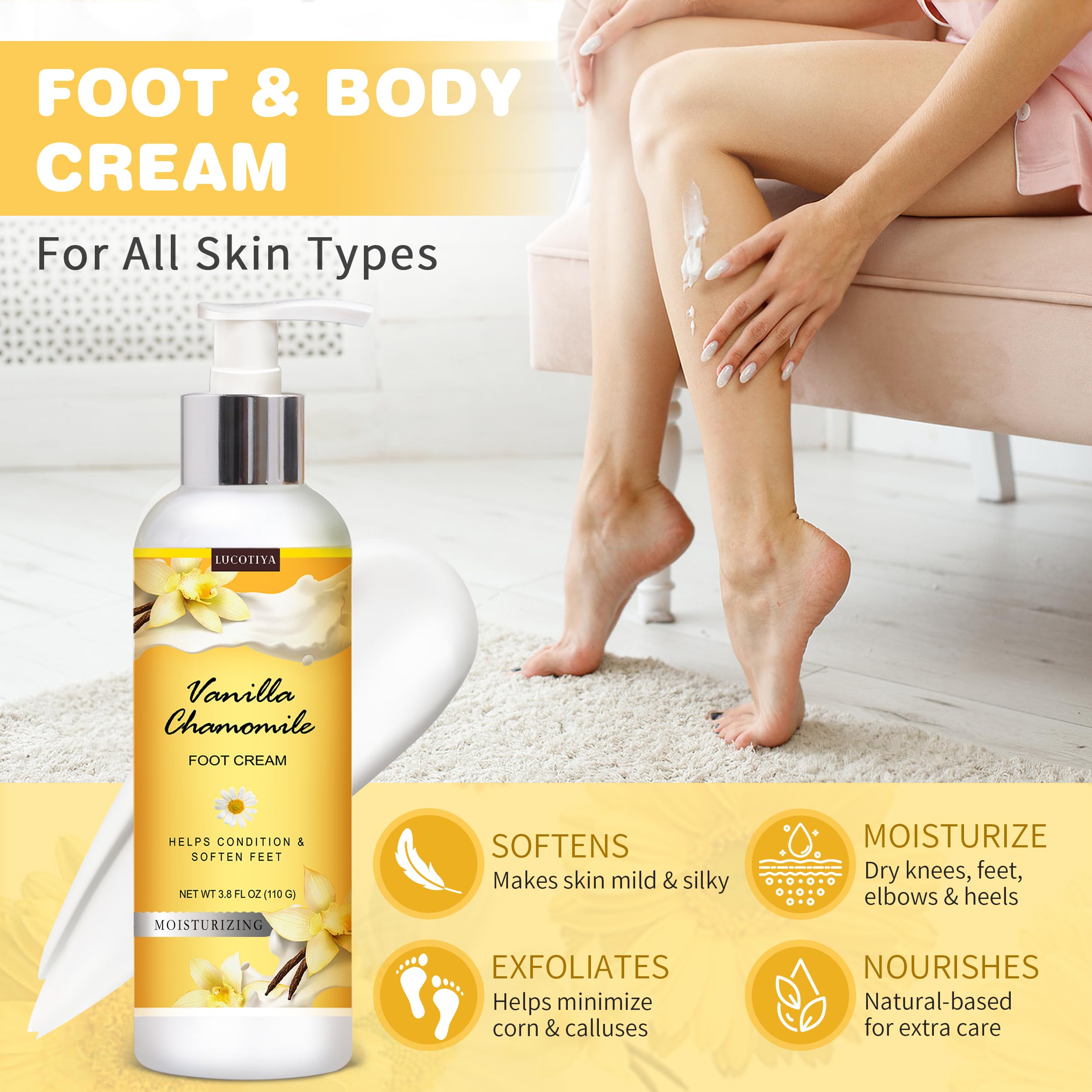 Deep hydrating urea cream for dry cracked feet