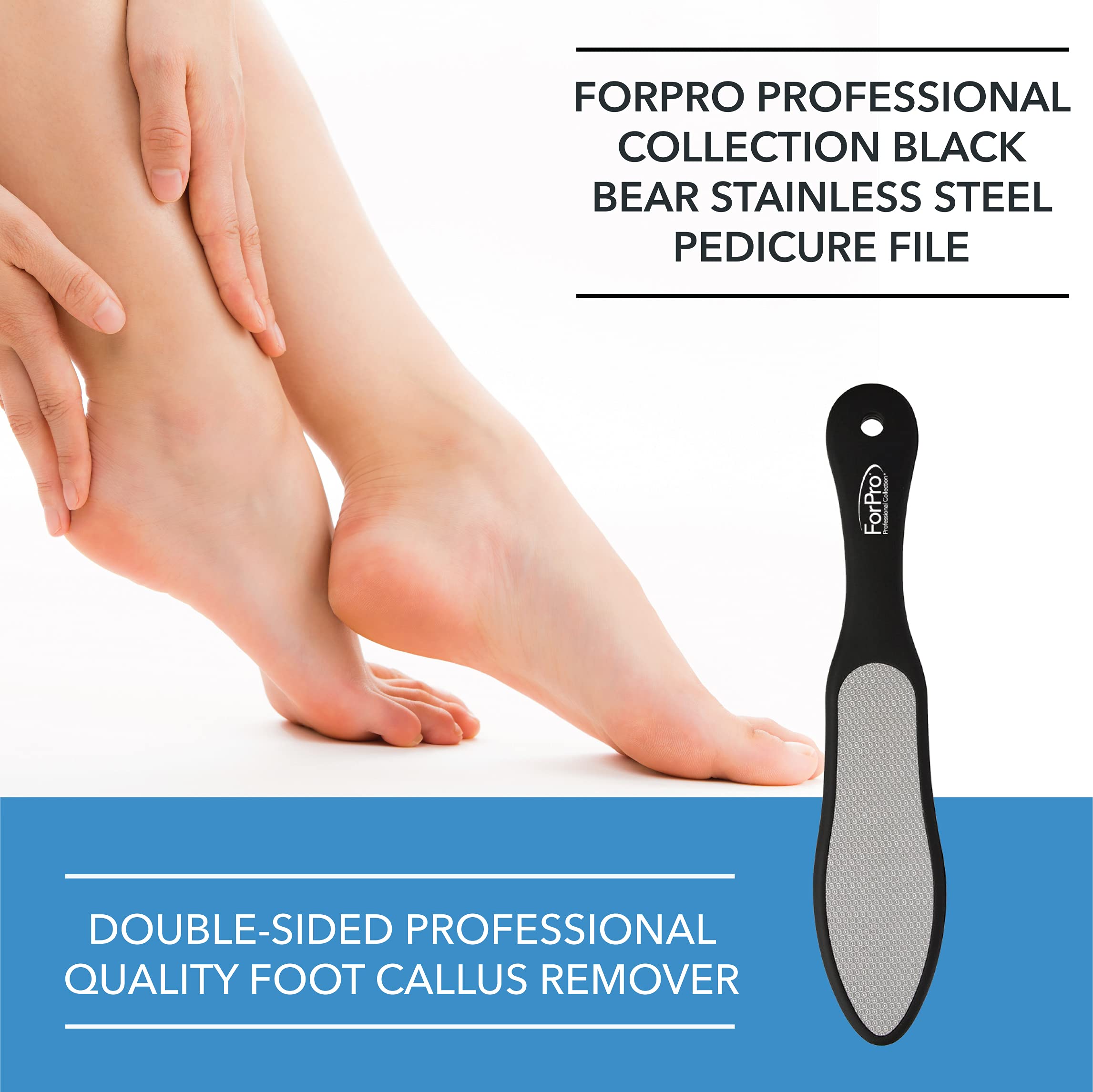 Side profile view of the premium dual sided stainless steel foot scraper highlighting its durable lightweight construction