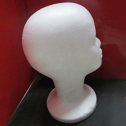 Close up of clamp hole on base of foam wig head