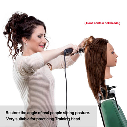 Cosmetology dummy head mount with foam padding to prevent slipping during hair braiding.