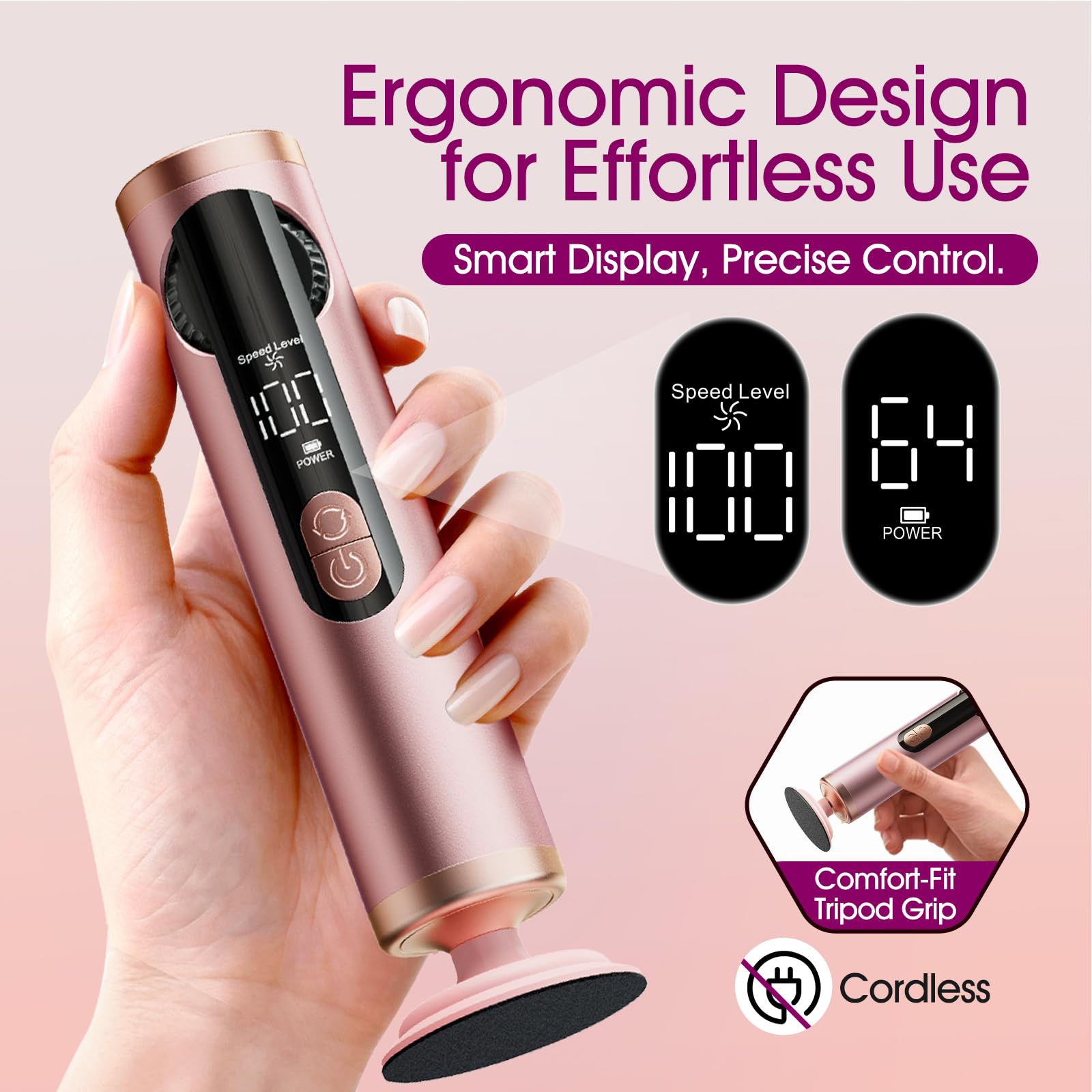 Bicboz rechargeable pedicure tool with 40 sandpaper discs kit