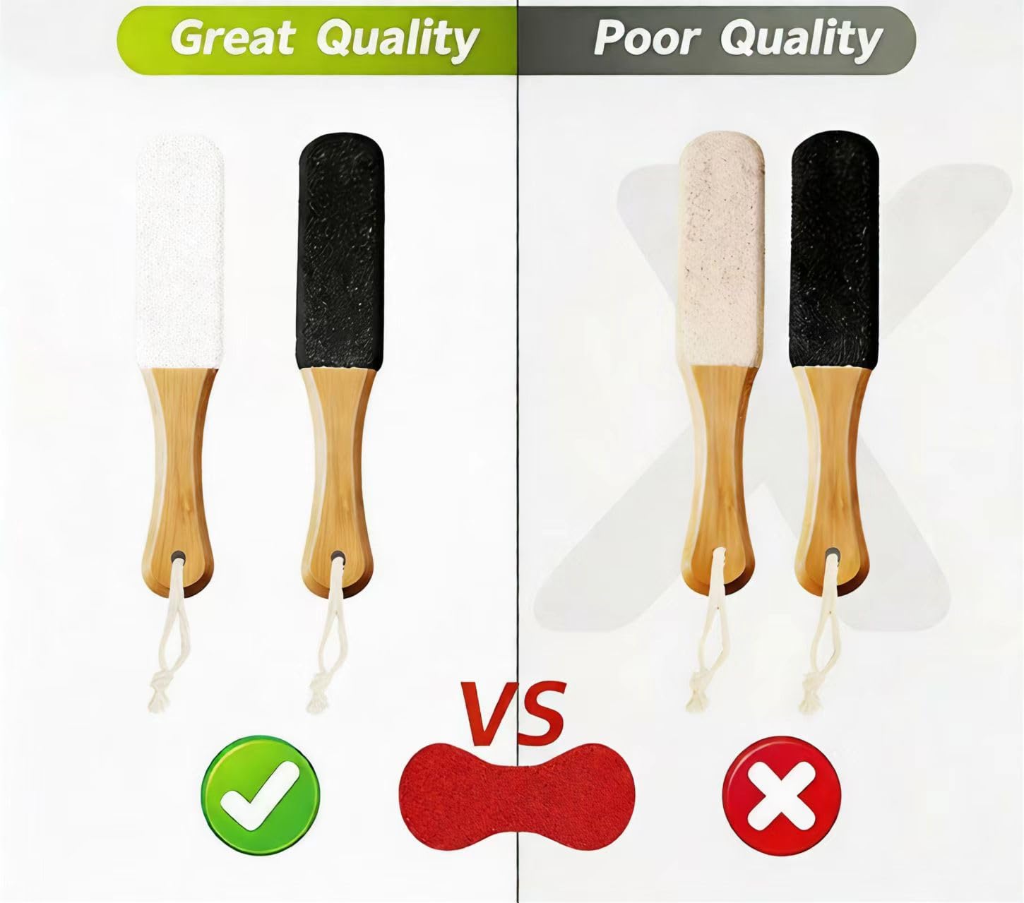 Nzozkoex 2-pack foot callus remover showing bamboo handle texture