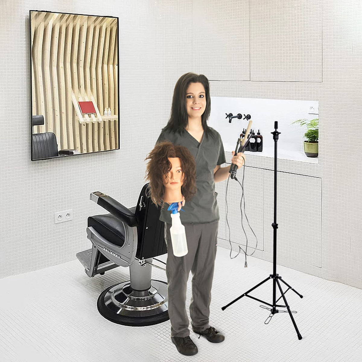 HYOUJIN professional cosmetology stand with included forty count T pins and wig caps