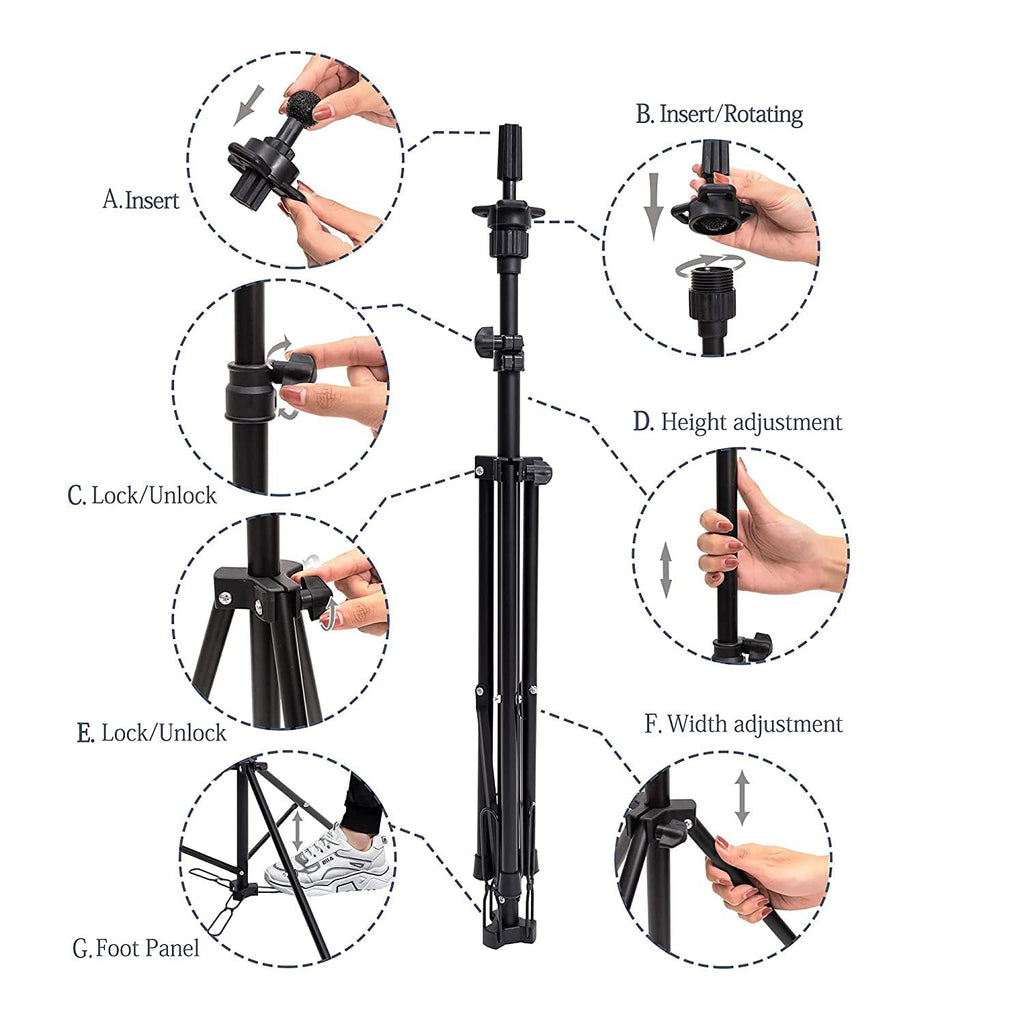 HYOUJIN travel friendly wig tripod collapsed inside its black canvas carrying bag