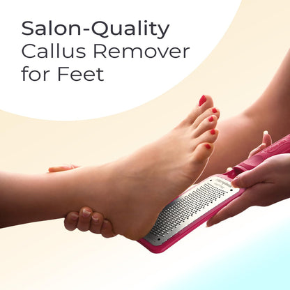 Microplane manual pedicure tool for salon quality foot care showing durable plastic frame assembly