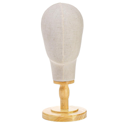 Side profile of Peohud mannequin head showing linen texture
