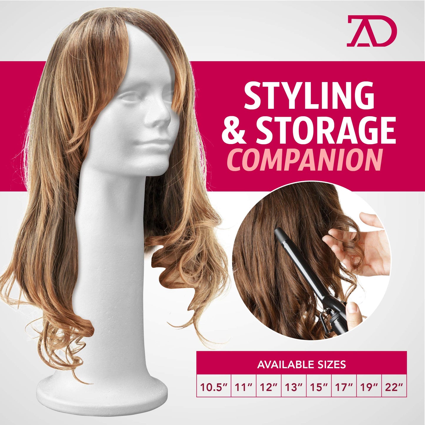 Adolfo Designs 15 inch premium hairpiece and hat display mannequin stand