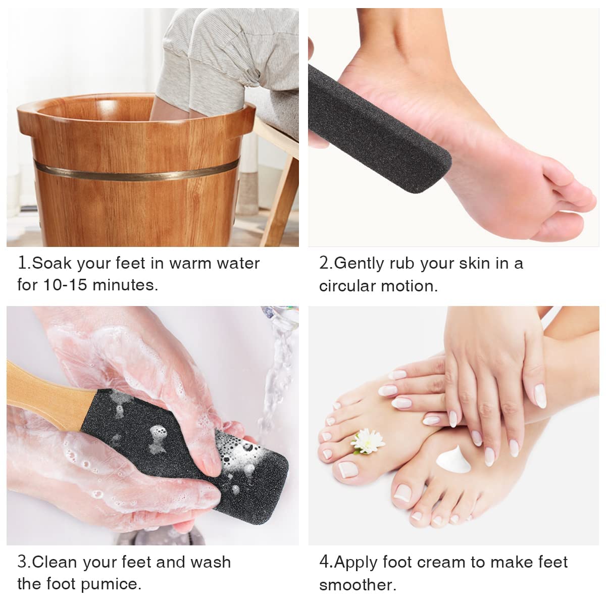 Comparison display showcasing the dual sided coarse and medium grit options of the pedicure file.