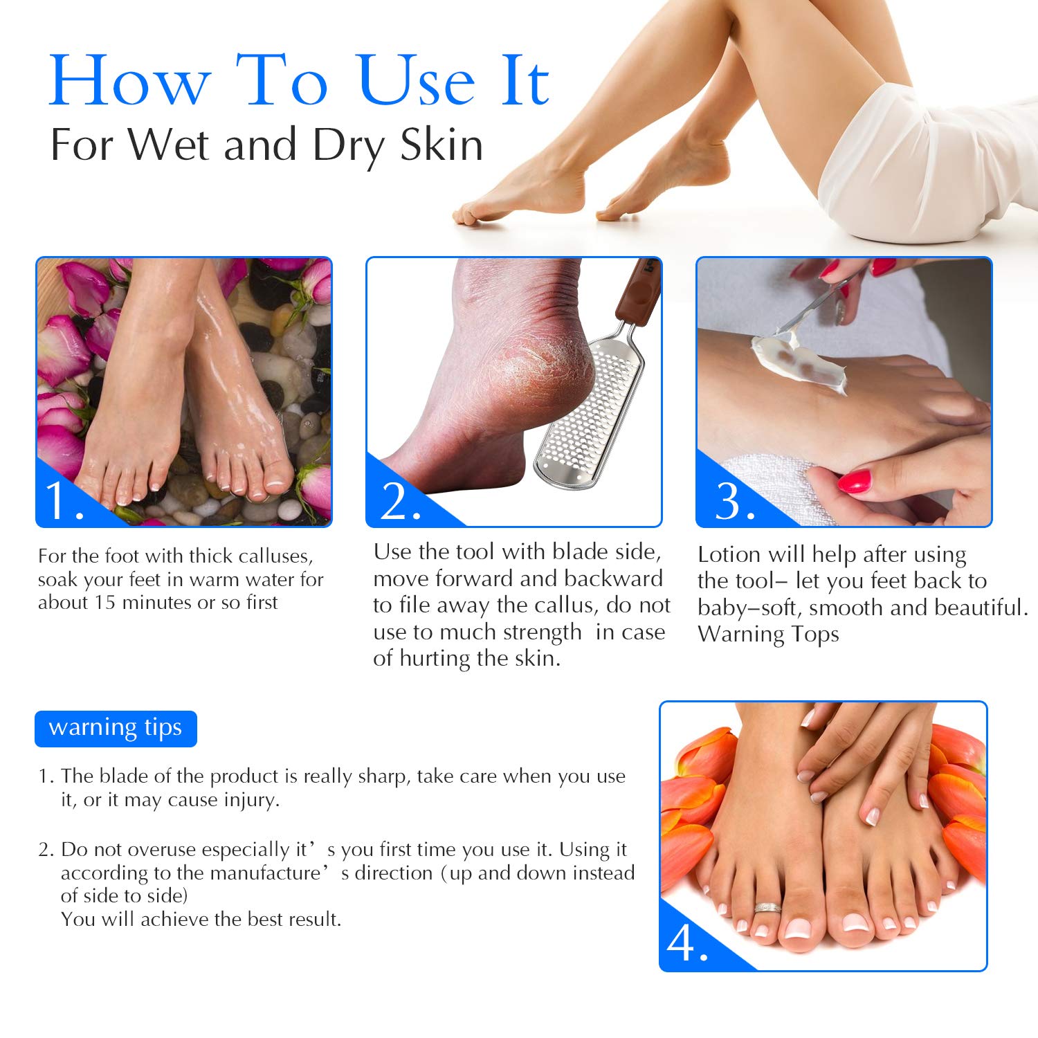 Pefei pedicure rasp showing the smooth side and sleek profile of the foot care tool