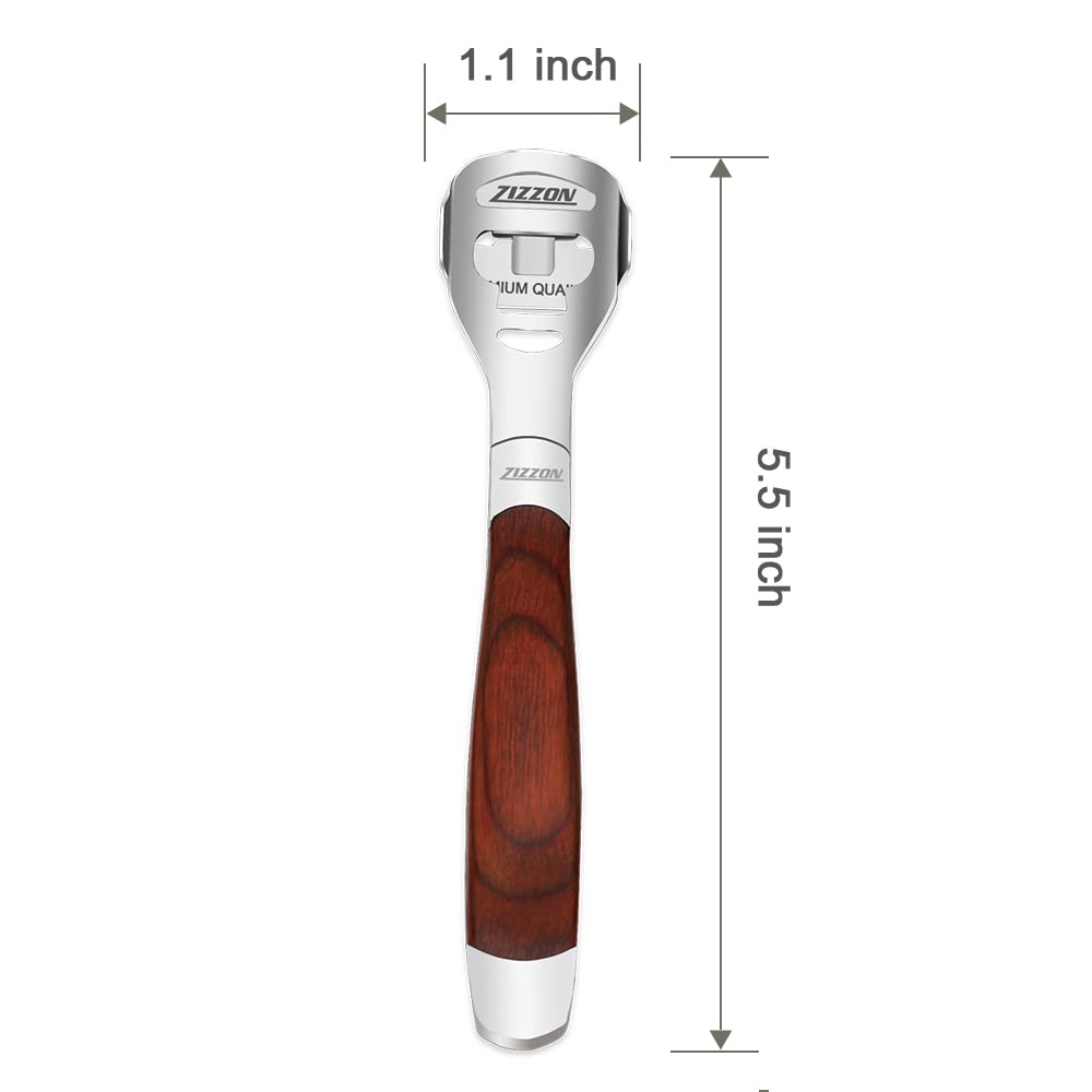 Close up of Zizzon callus shaver stainless steel head