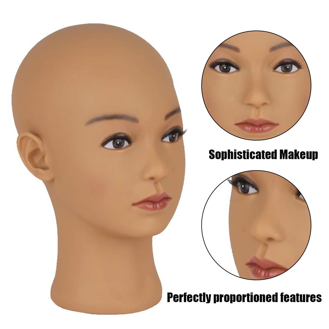 Hairway soft PVC mannequin head base showing standard stand attachment hole