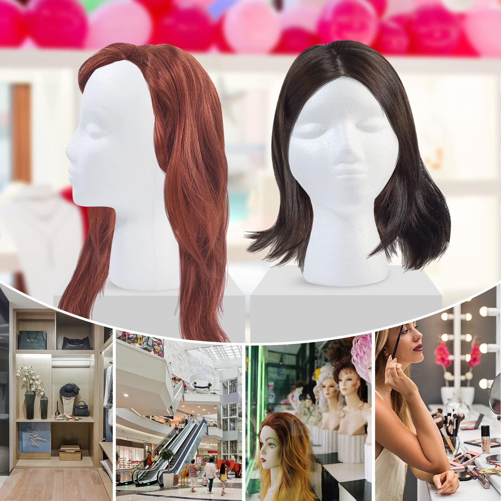Styrofoam mannequin head female face for display and artwork