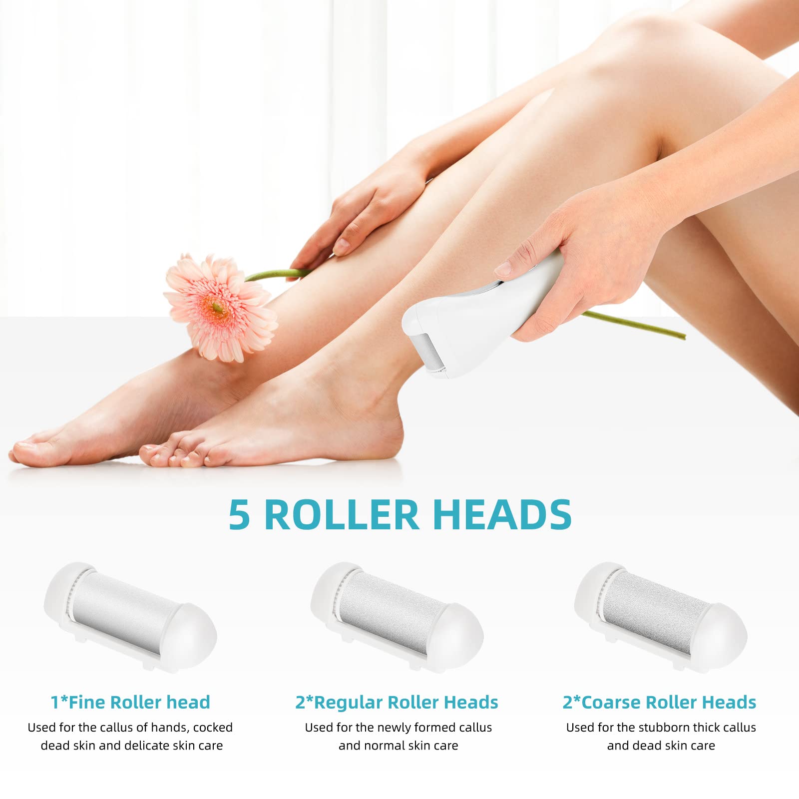 Nicebirdie rechargeable foot scrubber showing LED battery display