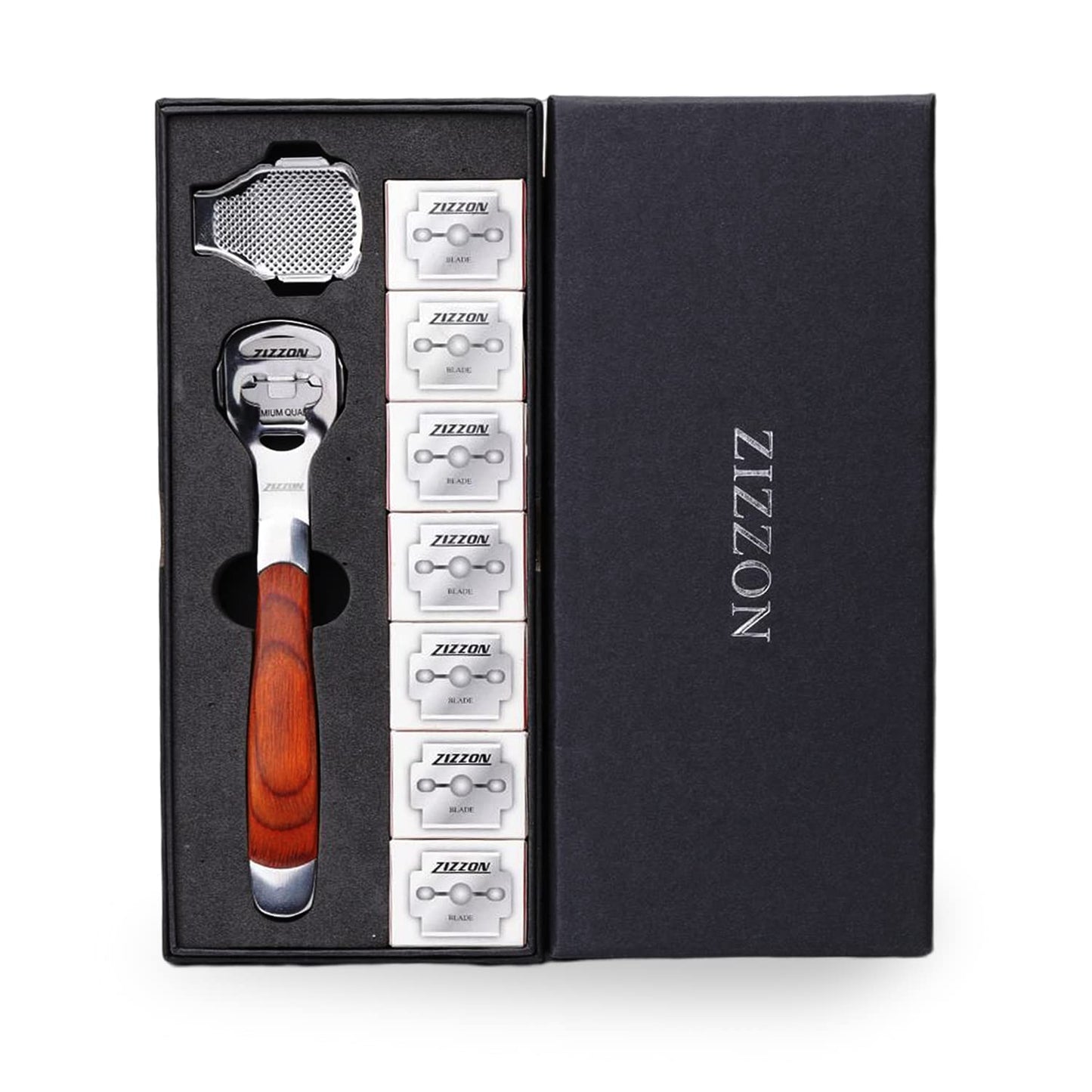 Manual callus shaver with stainless steel blade detail