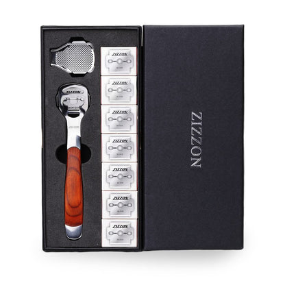 Manual callus shaver with stainless steel blade detail
