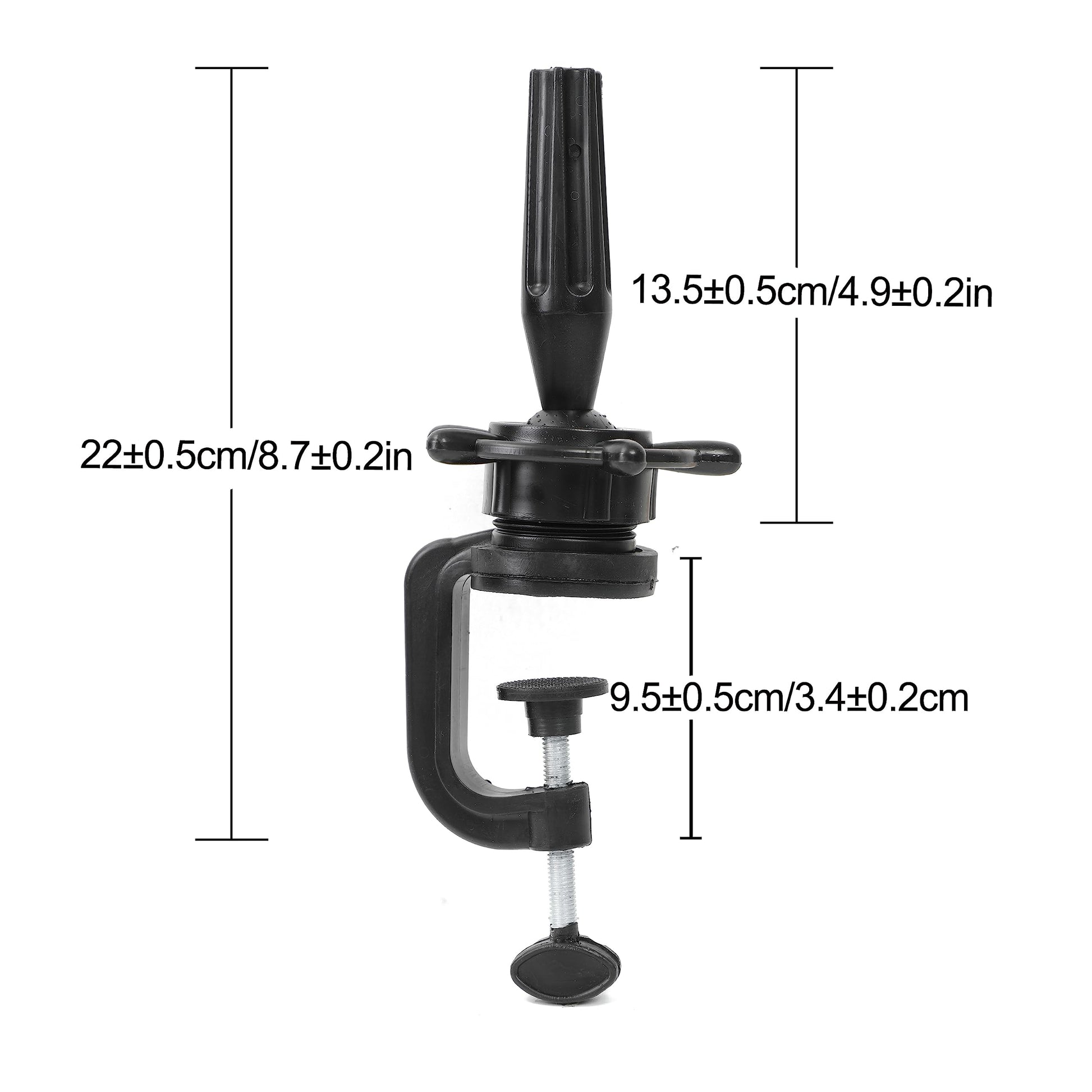 Durable C-clamp table mount for hair styling practice heads and manicure hands