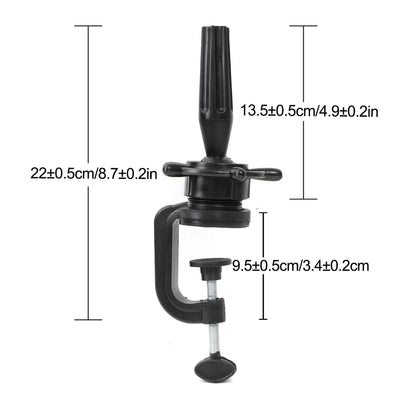 Durable C-clamp table mount for hair styling practice heads and manicure hands