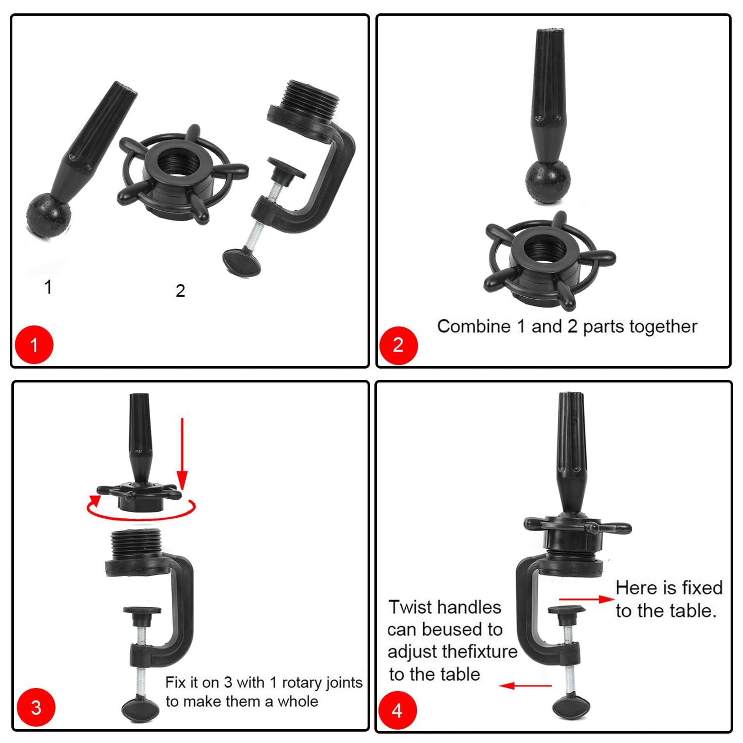 Close up view of the non slip base and adjustable screw mechanism on the stand