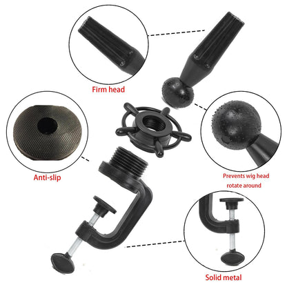 Unassembled components of the portable professional hairdresser training clamp holder