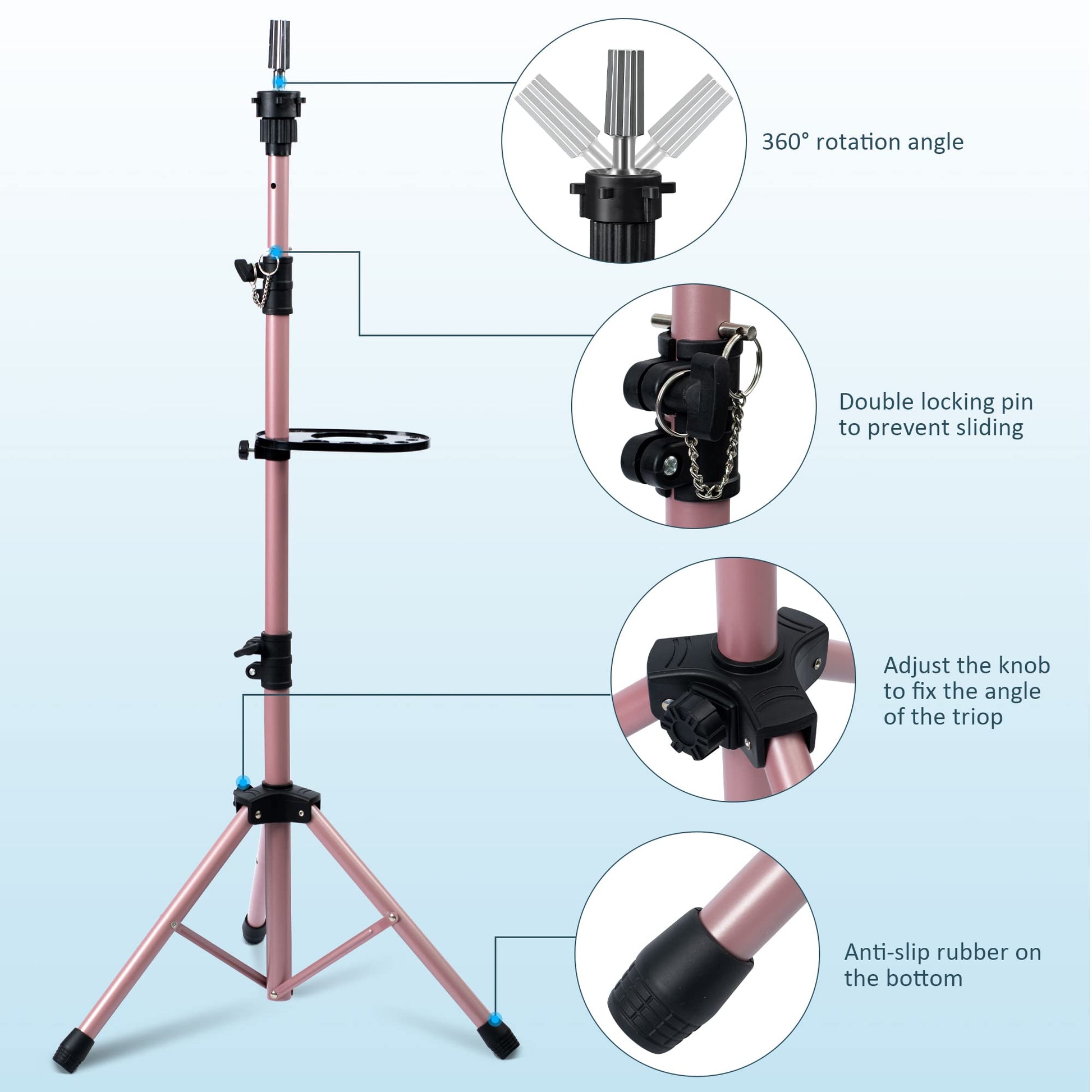 Premium imported salon tripod stand with travel storage bag and combs