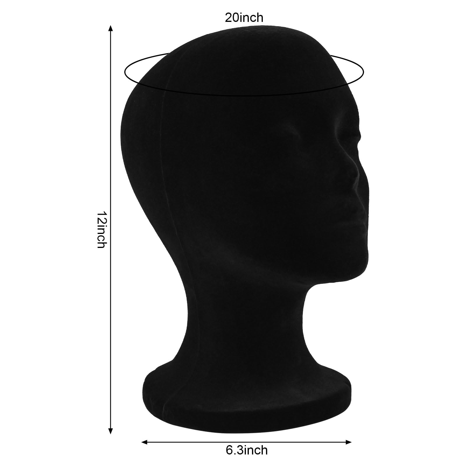 Side view of female styrofoam mannequin head showcasing wig styling