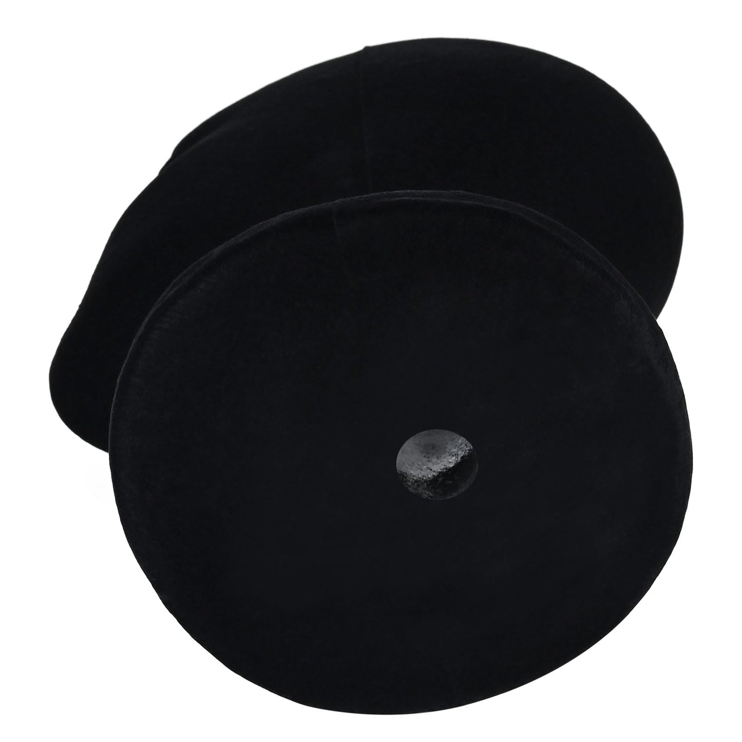 Black foam mannequin head with wig clamp hole at the base