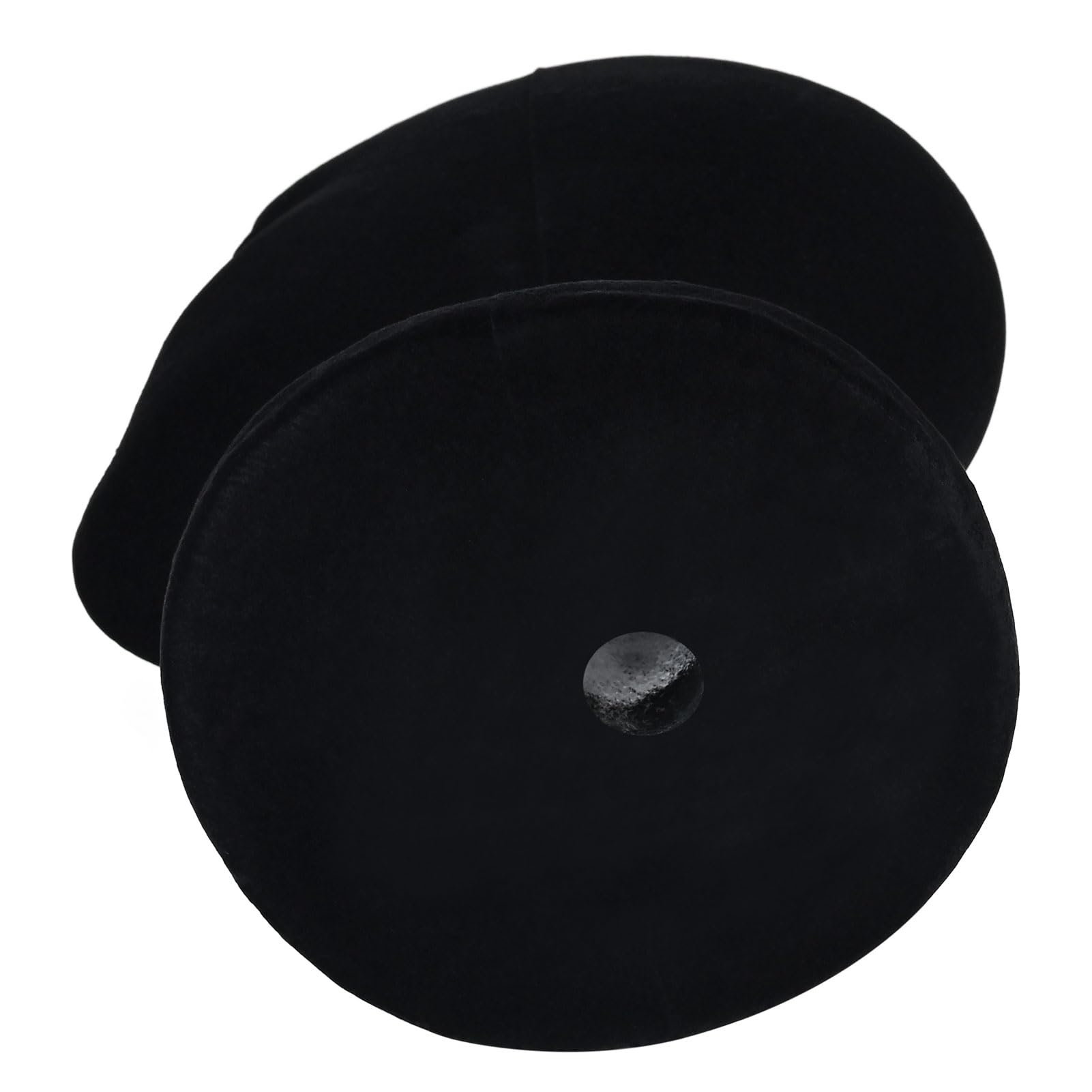 Black foam mannequin head with wig clamp hole at the base