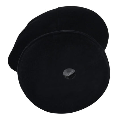 Black foam mannequin head with wig clamp hole at the base
