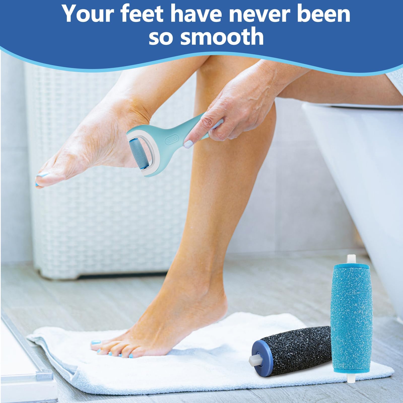 Zaboul black and blue roller heads for callus removal