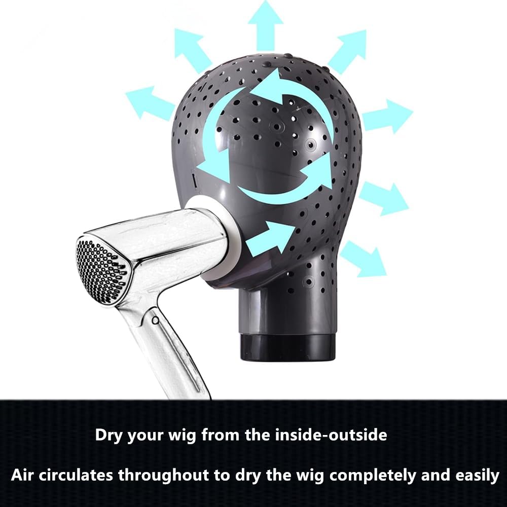 HOMEGOAL dark grey mannequin head stand with attached wig clip strap